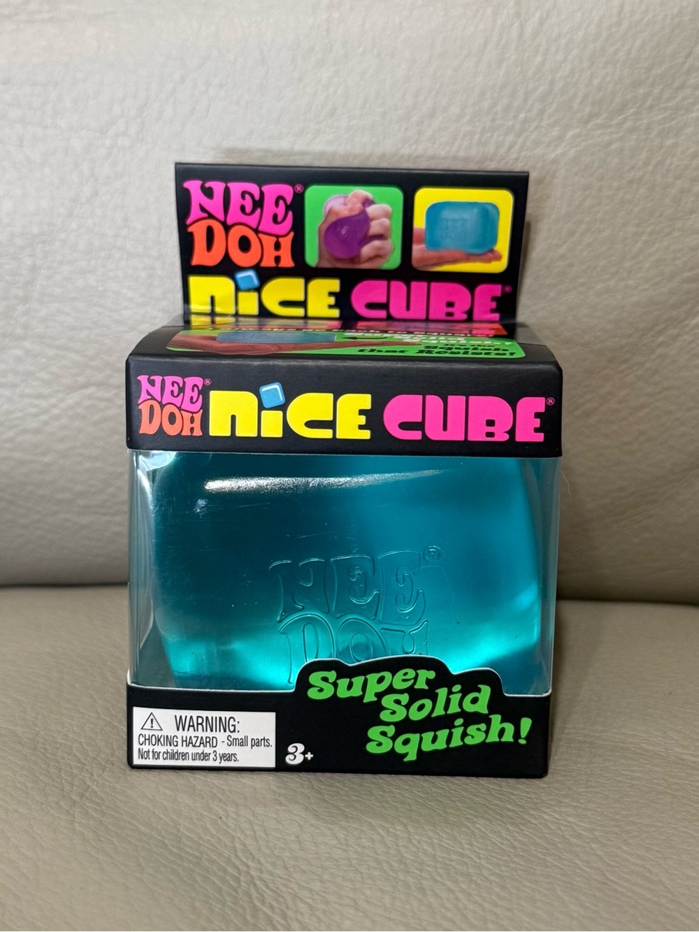 NeeDoh BLUE Nice Cube Super Solid Squish Squeezable Stress Reliever Squishy